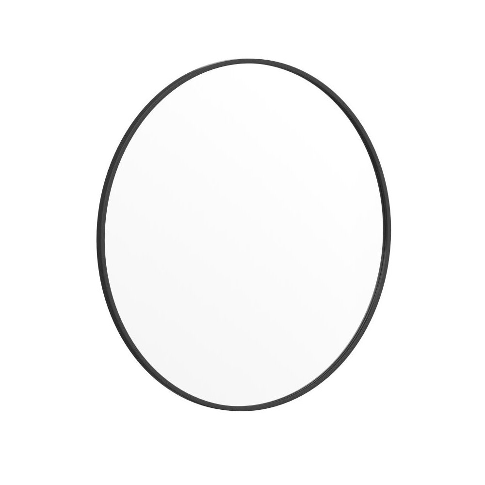 24" Round Black Metal Framed Wall Mirror - Large Accent Mirror for Bathroom, Vanity, Entryway, Dining Room, & Living Room. Picture 1