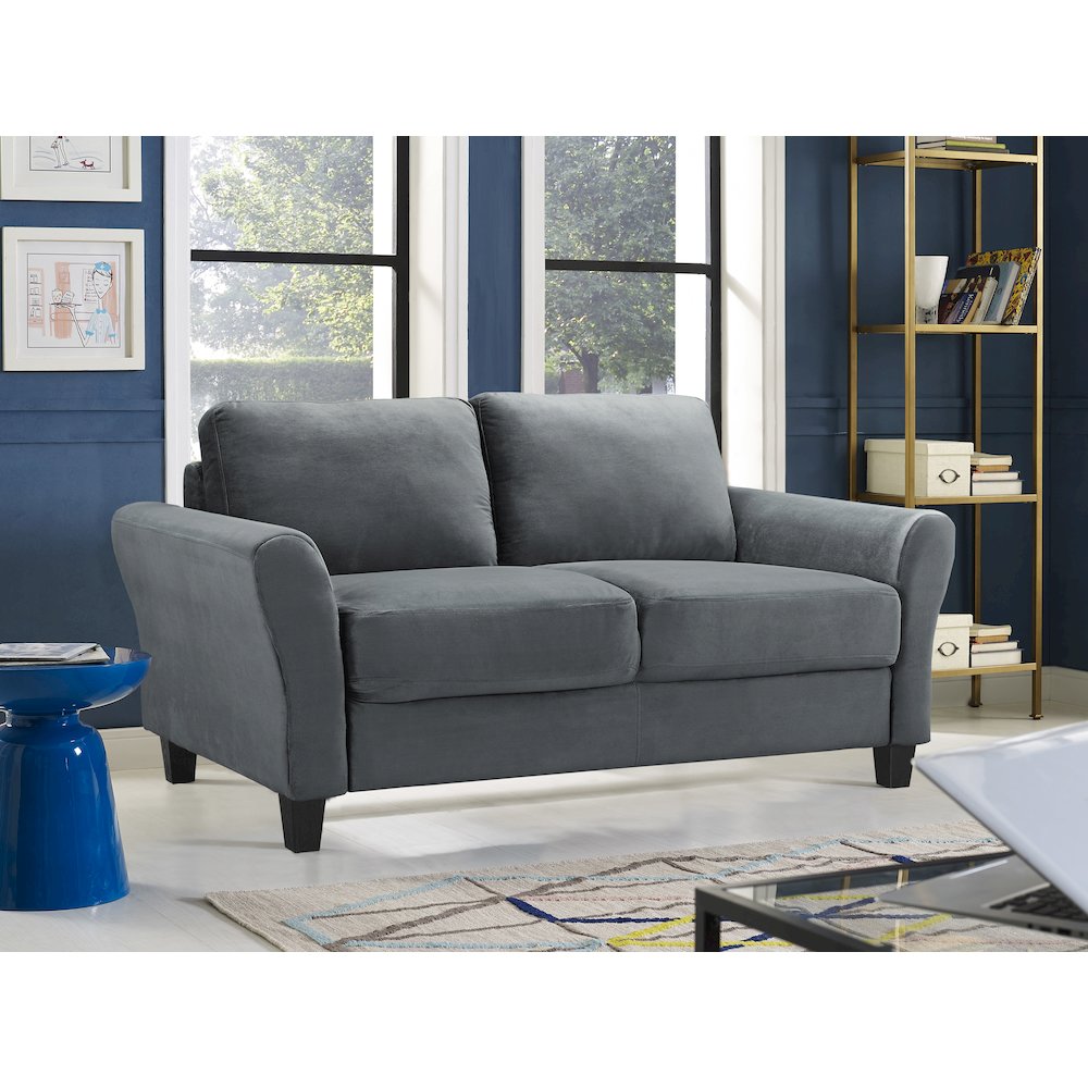 Westin Loveseat Rolled Arm Dark Grey. Picture 10