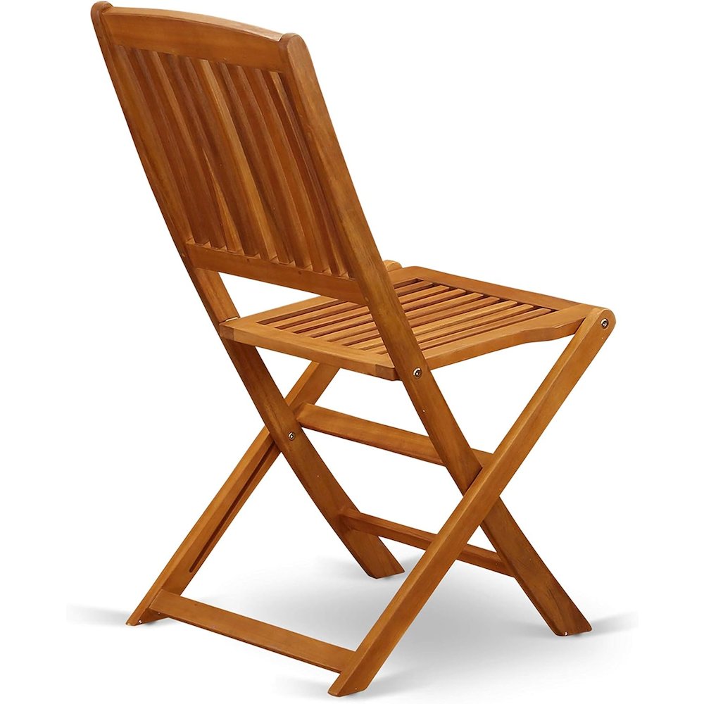 AECM5CWNA - 5 Piece Modern Garden Set - A Wonderful Modern Table with 4 Arm Less Patio Chairs- Natural Oil Finish. Picture 5