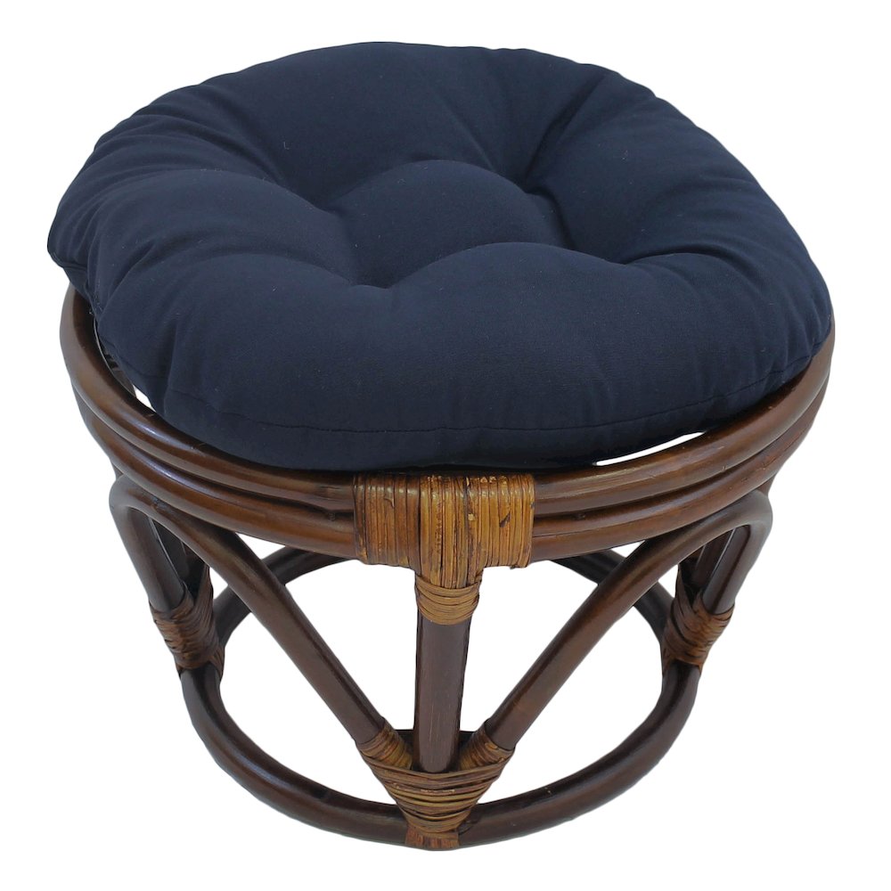 Rattan Footstool with Twill Cushion. Picture 1