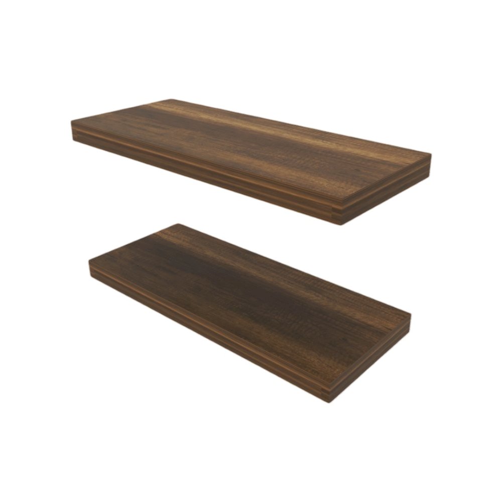 Iva Floating Shelf in Melamine x2,Walnut. Picture 1