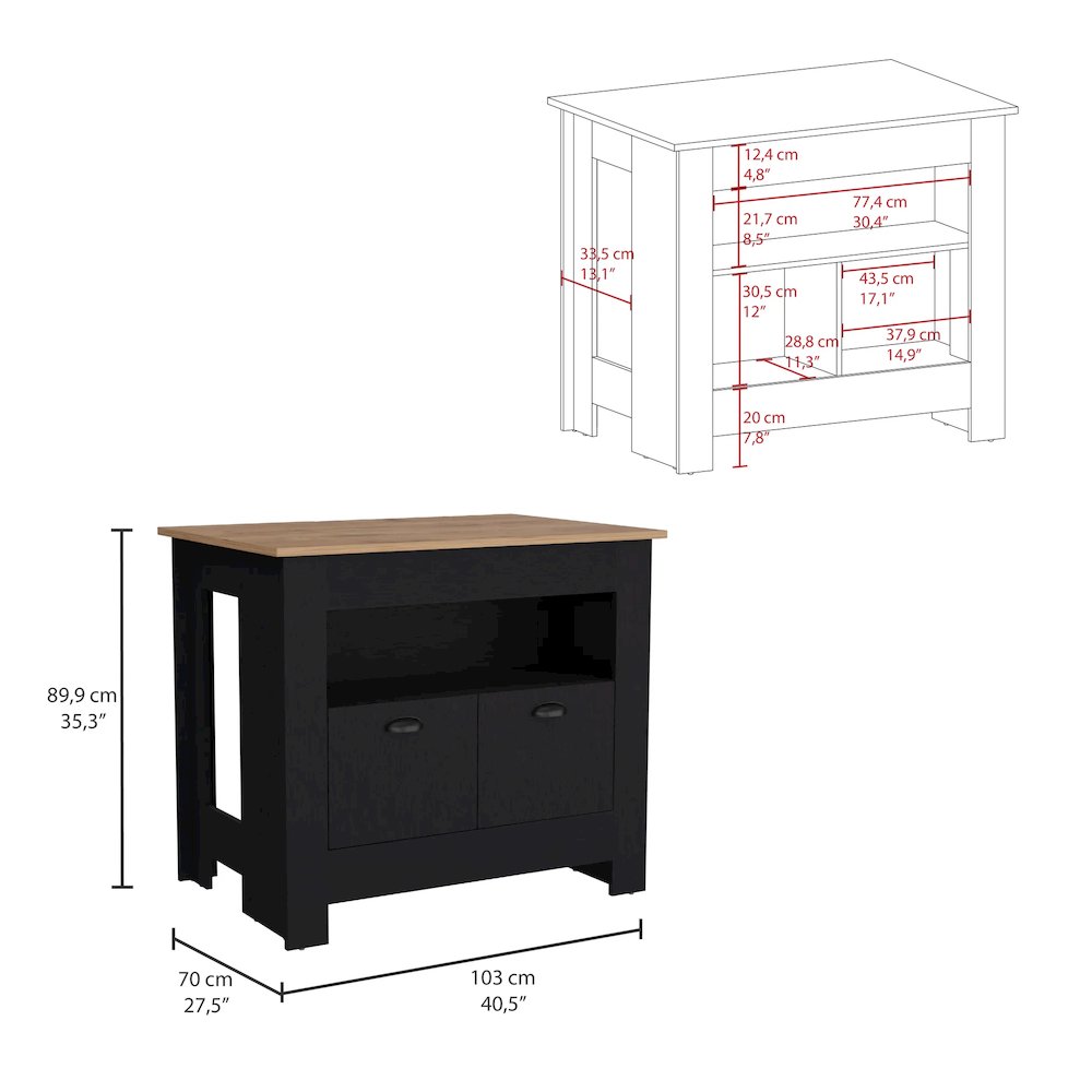 Arlet Kitchen Island Black/Macadamia MDF. Picture 5