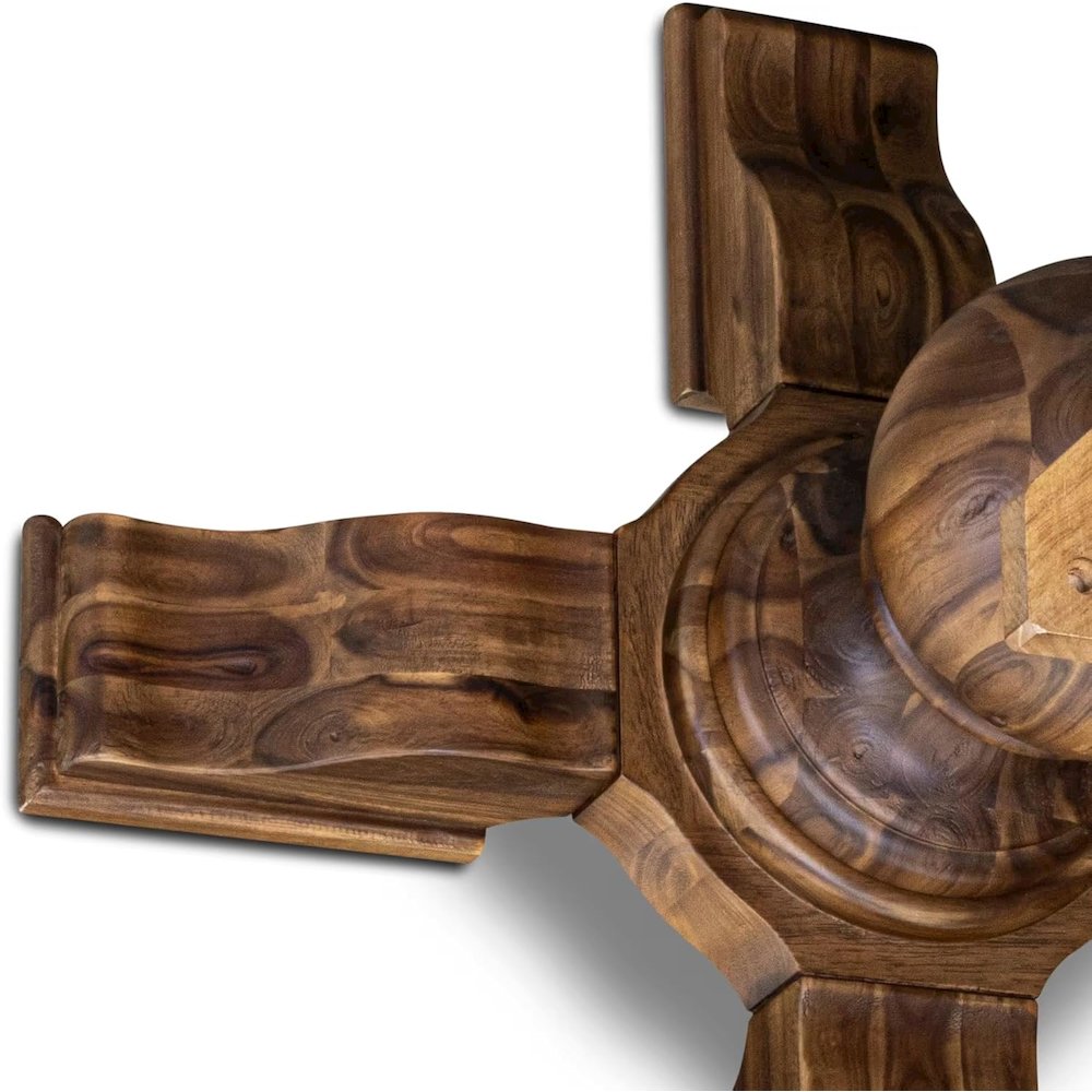 Kitchen Table with Acacia Wood Round Tabletop, Antique Walnut Finish. Picture 4