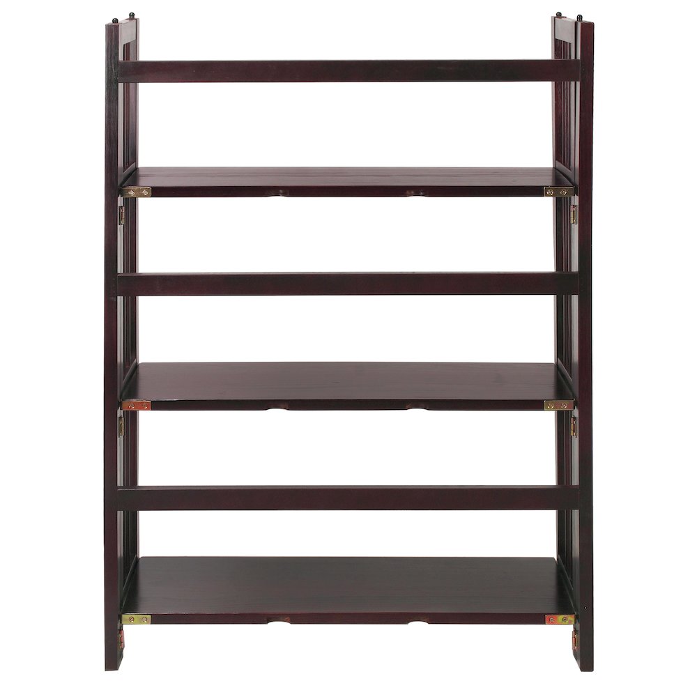 3-Shelf Folding Stackable Bookcase 27.5" Wide-Espresso. Picture 3