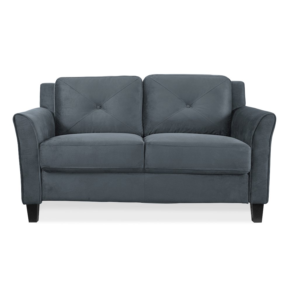 Hartford Loveseat Rolled Arms Dark Grey. Picture 2