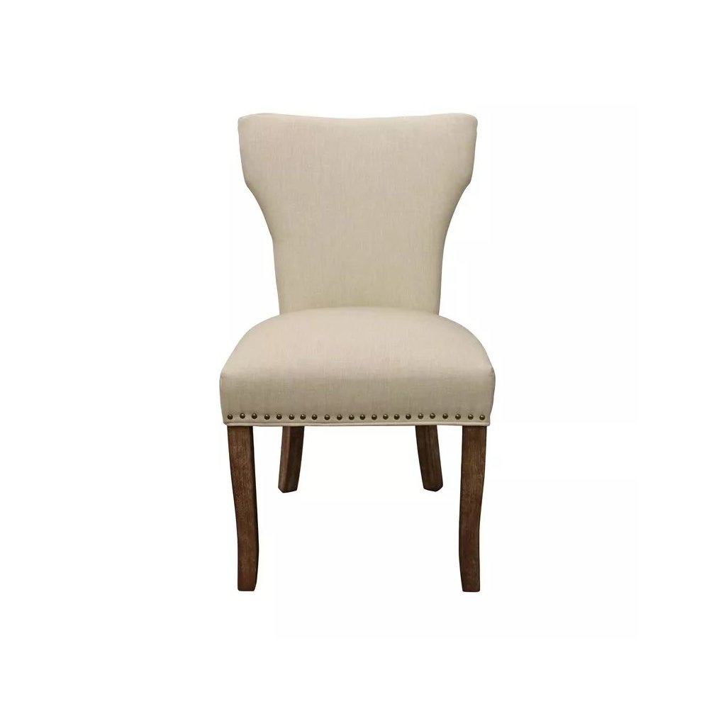 Transitional Jill Side Chair In Ivory Weave Fabric 2-Piece Set. Picture 4