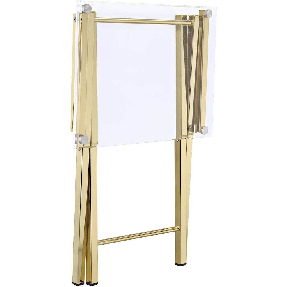 Gold Lucite Acrylic Folding Tray Table Glam Set of 2. Picture 2