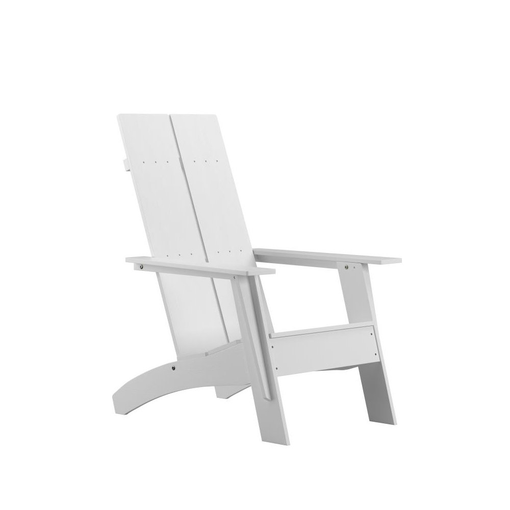 Modern All-Weather Poly Resin Wood Adirondack Chair in White. Picture 1