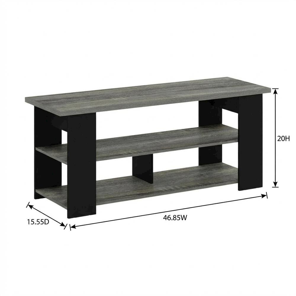 Wooden TV stand, up to 50-inch screens, modern French oak grey, black finish. Picture 4