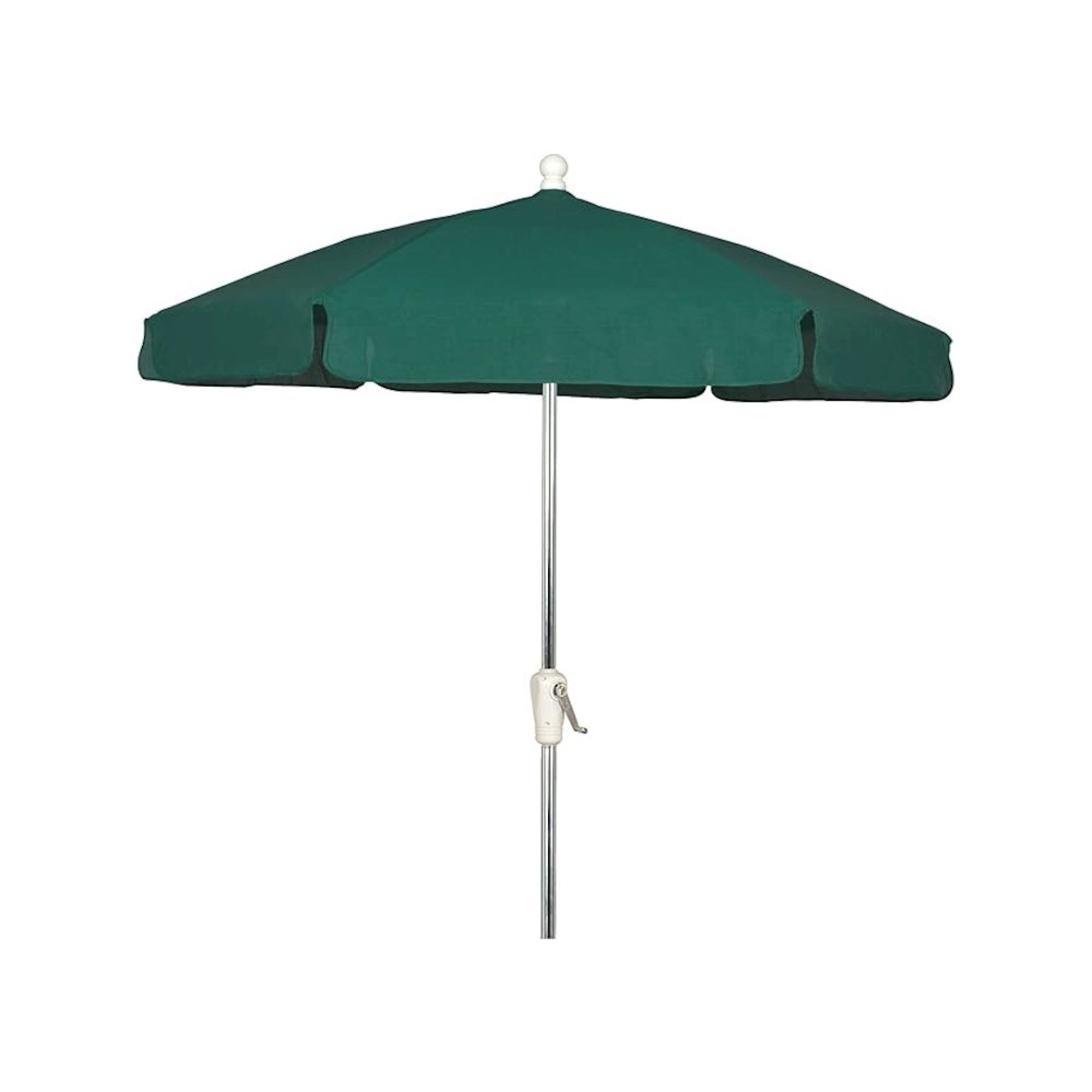 7.5' Hex Garden Umbrella 6 Rib Crank Lift In Forest Green Vinyl Coated Weave. Picture 1