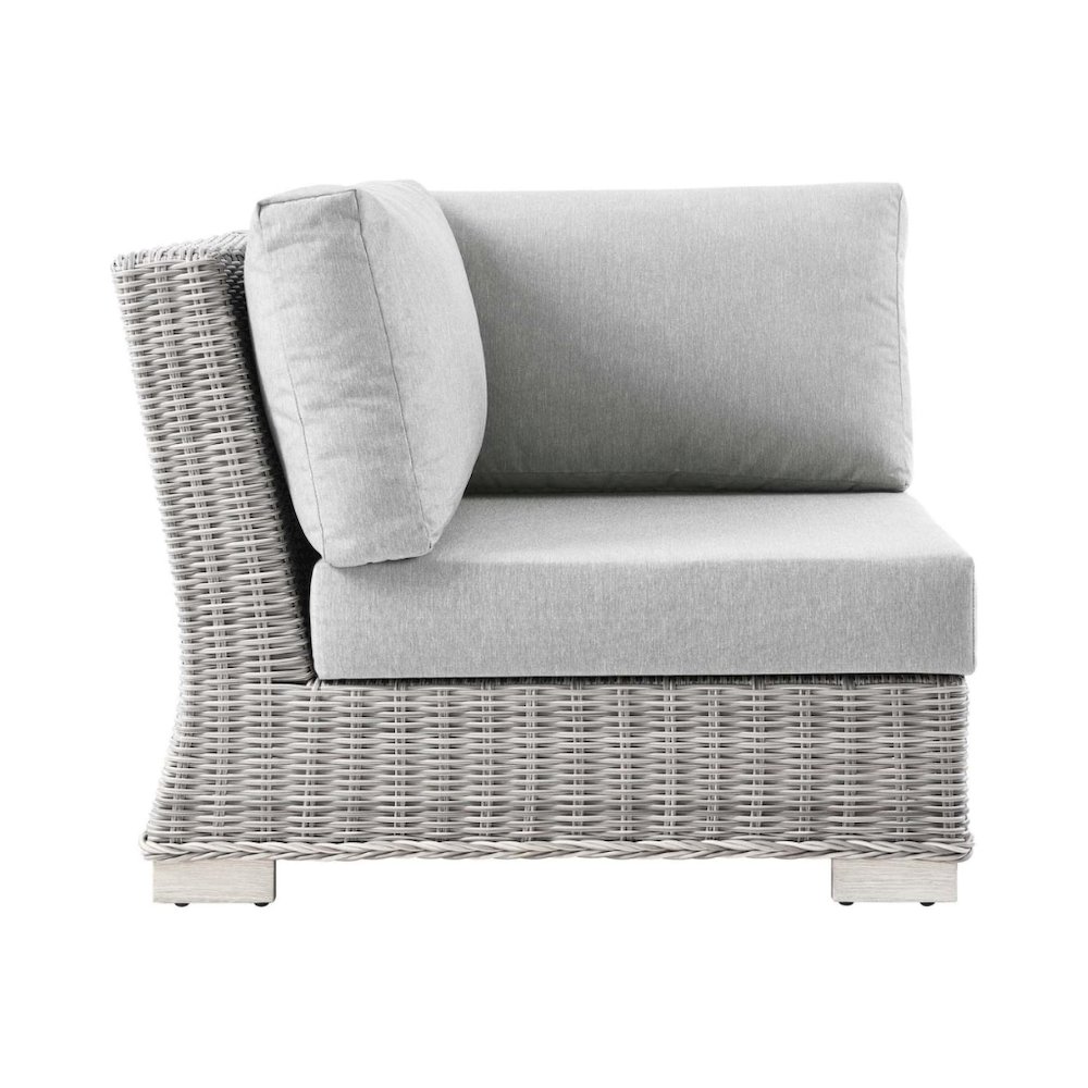 Outdoor Patio Wicker Rattan Corner Chair With Cushioned Seating. Picture 4