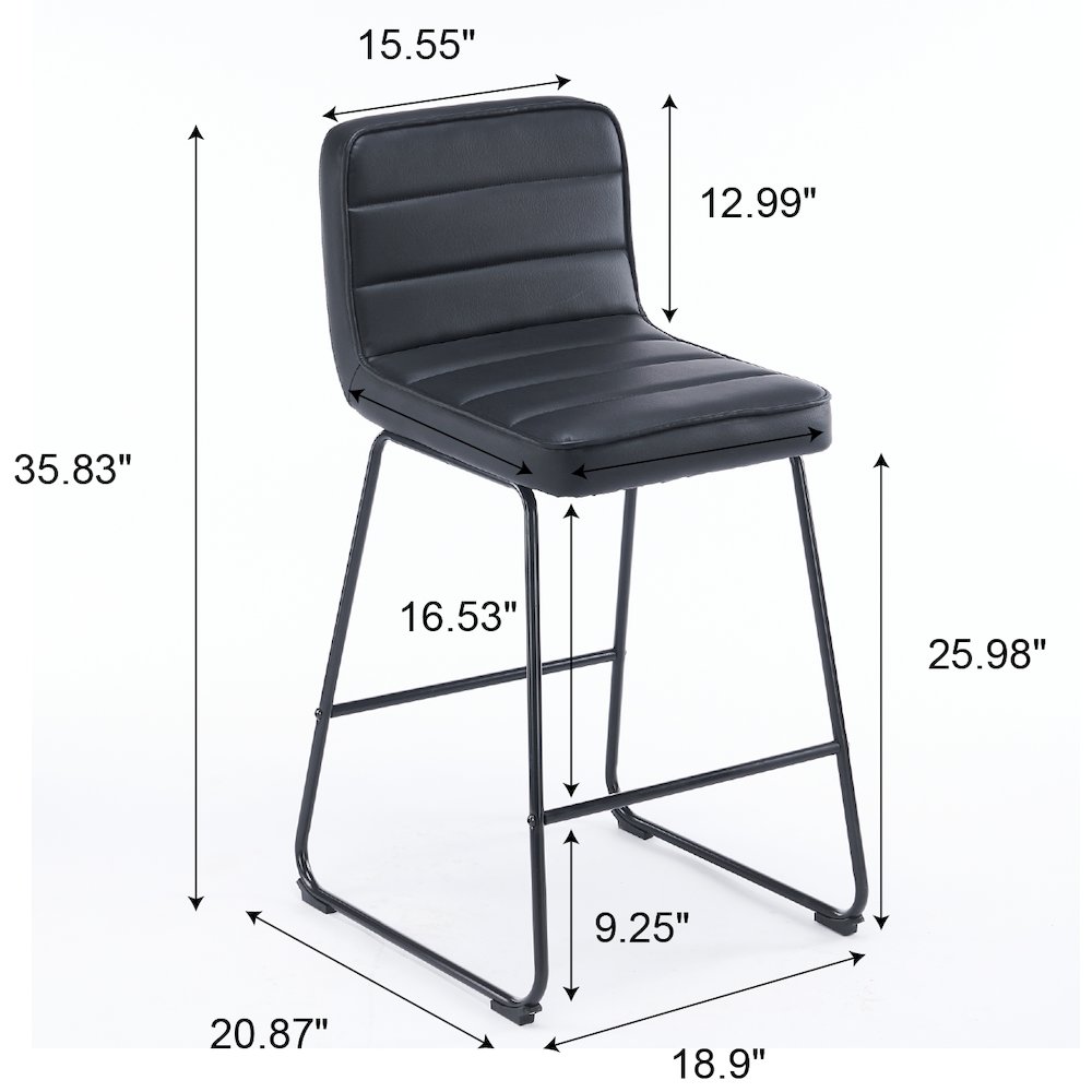 Home 2 Office Set of 3 Lakeview Upholstered Modern Black Barstools 26" Height. Picture 8