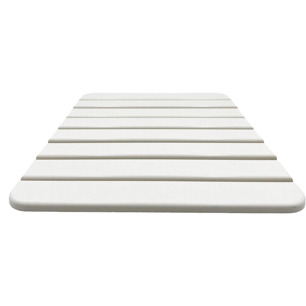 Diatomite Quick-Dry Stone Small 16" x 12" Bath Mat in White. Picture 1