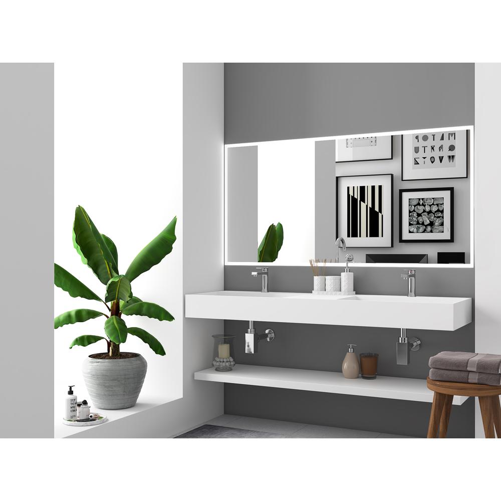 Wall-Mounted  Double Bathroom Sink with Concealed Drain Plate in White. Picture 7