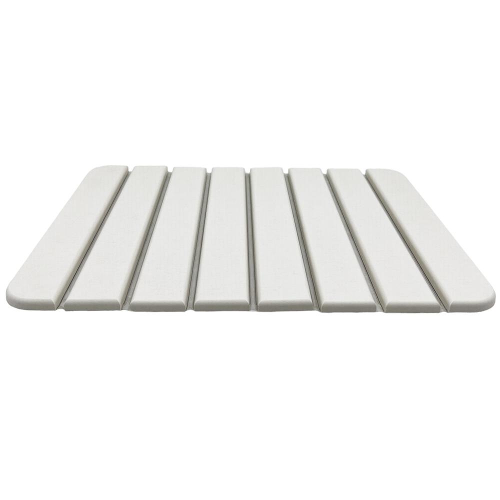 Diatomite Quick-Dry Stone Small 16" x 12" Bath Mat in White. Picture 2
