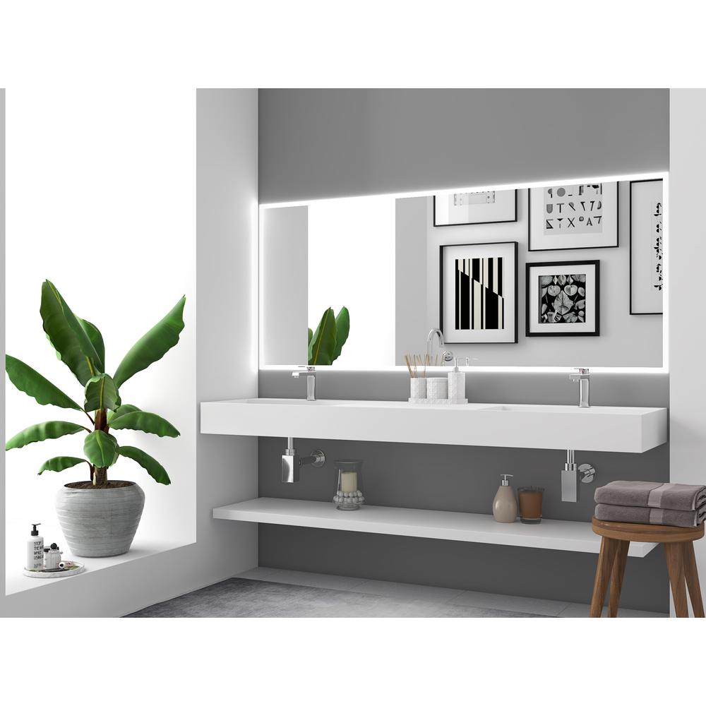 Wall-Mounted  Double Bathroom Sink with Concealed Drain Plate in White. Picture 2