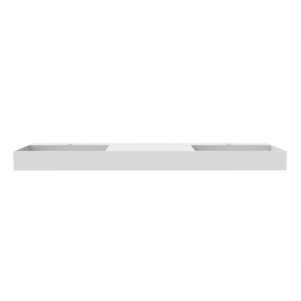 Wall-Mounted  Double Bathroom Sink with Concealed Drain Plate in White. Picture 5