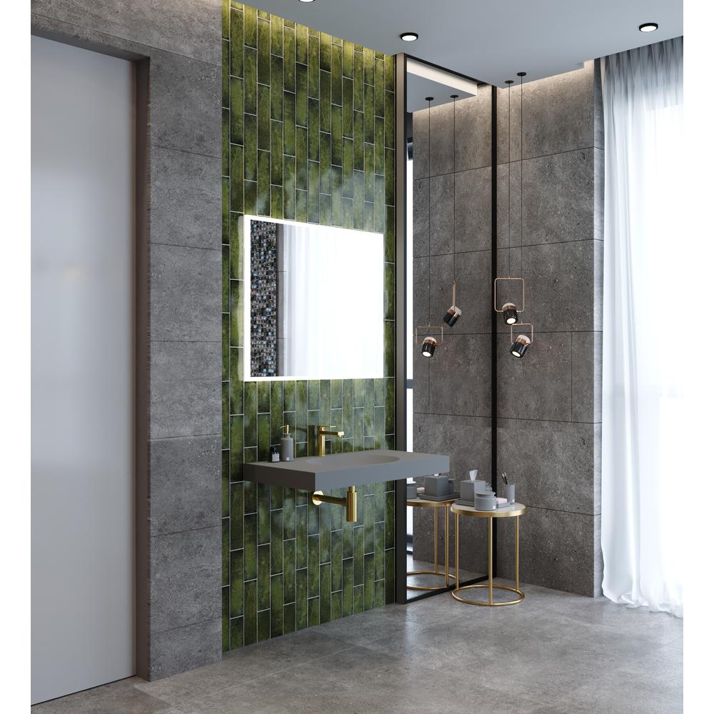 Thin Wall Mount Shallow Basin Single Bathroom Sink in Gray. Picture 8