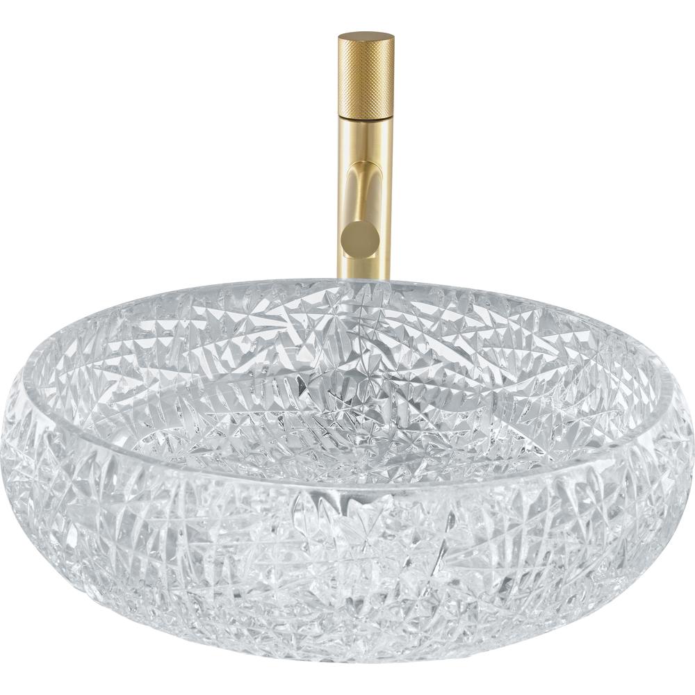 Moonshell 17 in. Modern Clear Transparent  Crystal Round Circle Vessel Sink. Picture 8