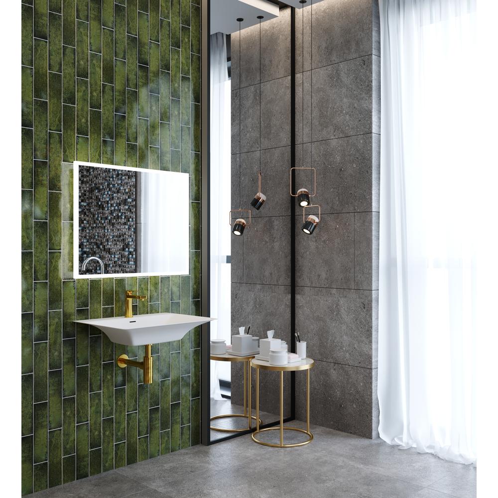 Rectangular Wall Mount Bathroom Sink with Overflow in White. Picture 7