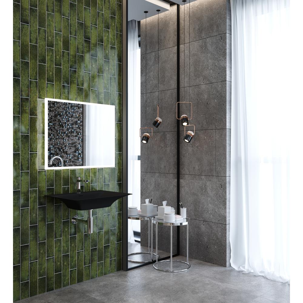 Rectangular Wall Mount Bathroom Sink with Overflow in Black. Picture 7