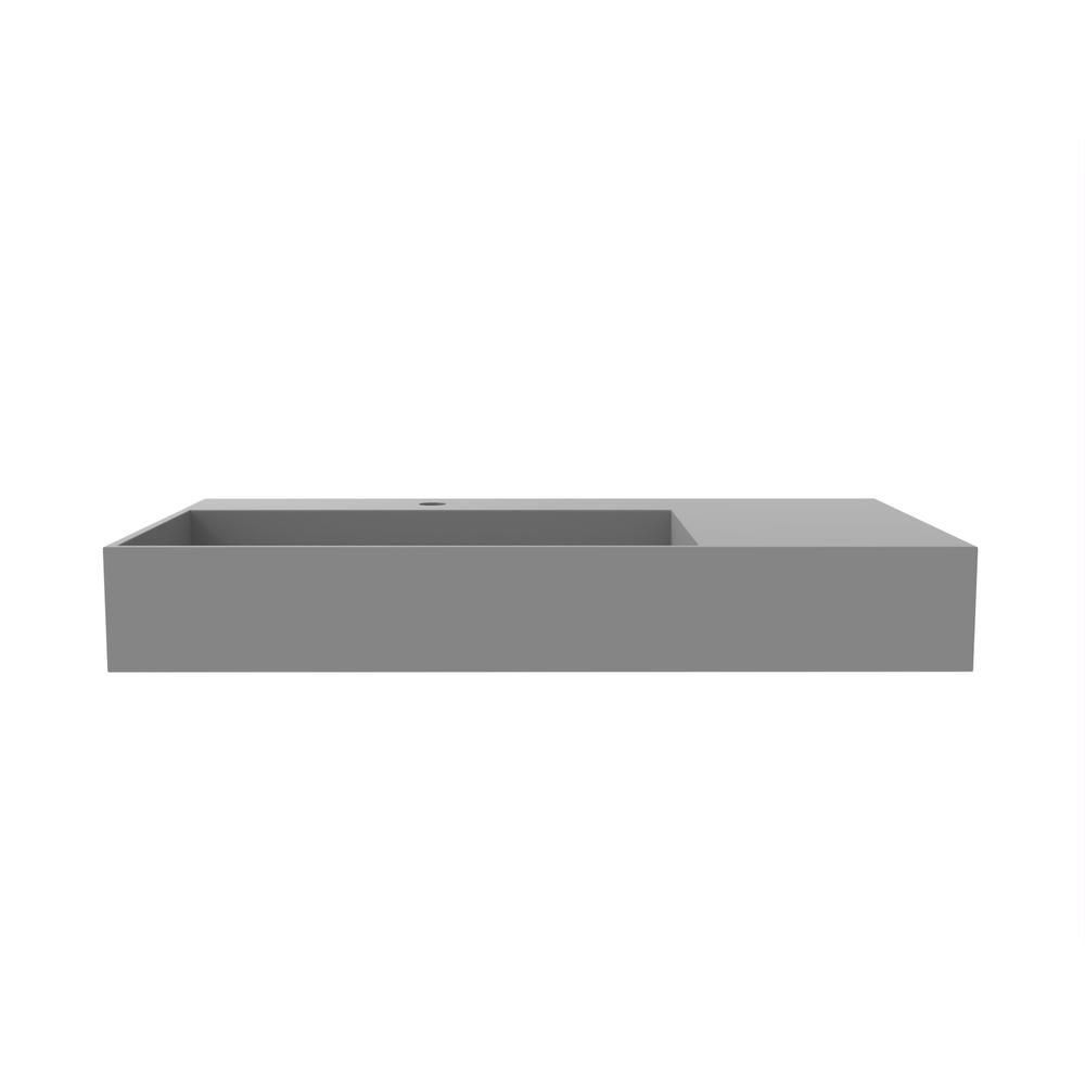 Left Basin Wall-Mounted  Single Bathroom Sink  in Gray. Picture 4