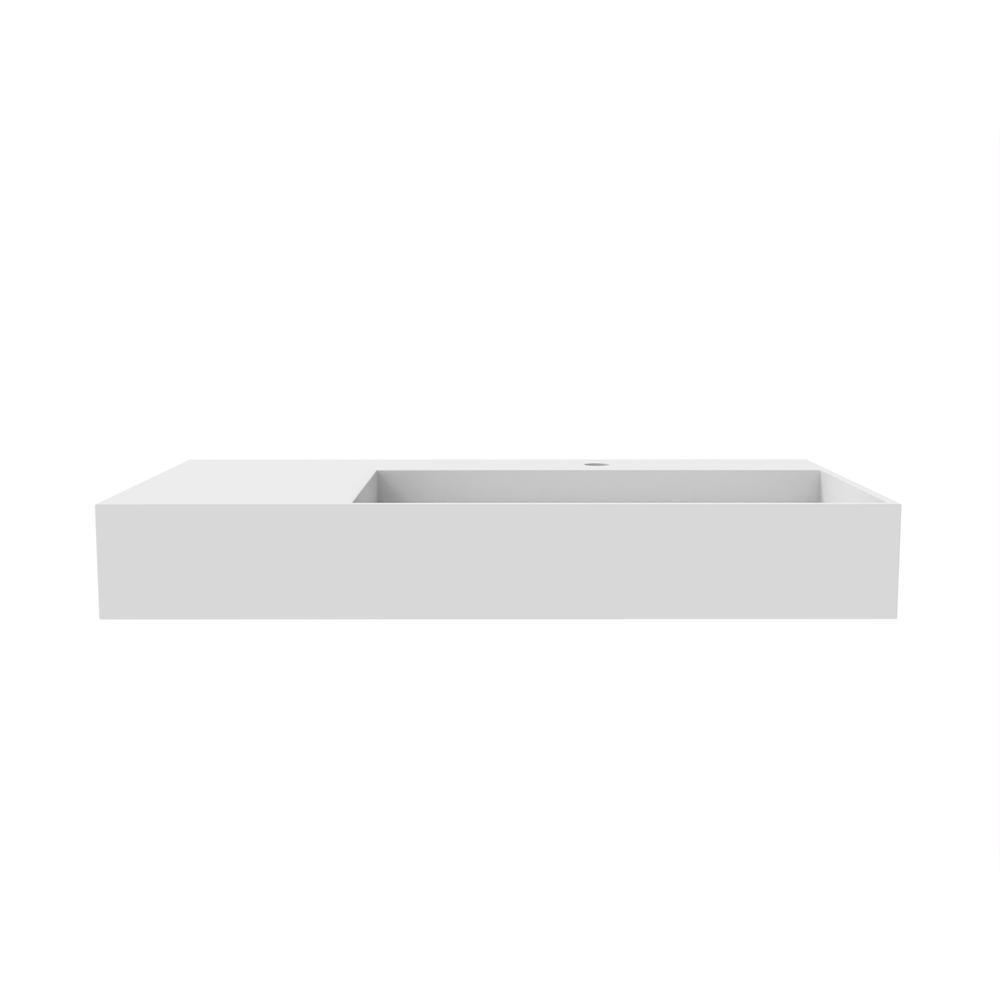 Right Basin Wall-Mounted  Single Bathroom Sink  in White. Picture 3