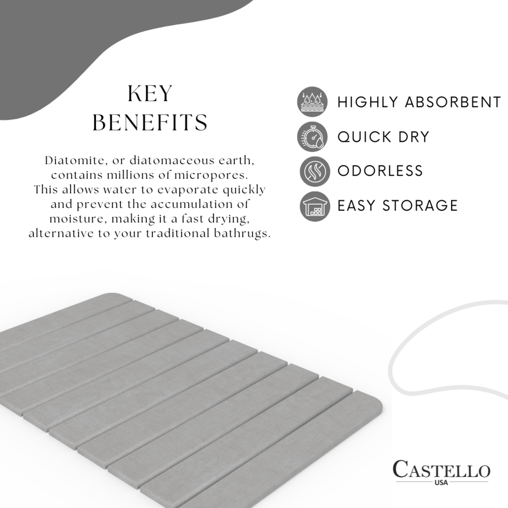 Diatomite Quick-Dry Stone Medium 24" x 15" Bath Mat in Gray. Picture 4