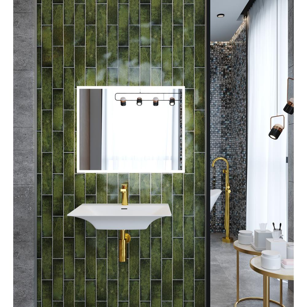 Rectangular Wall Mount Bathroom Sink with Overflow in White. Picture 5