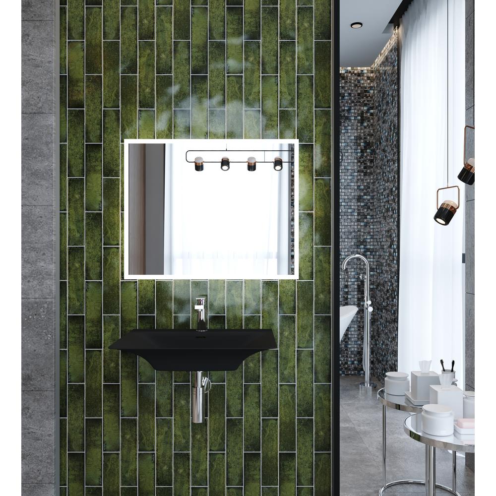 Rectangular Wall Mount Bathroom Sink with Overflow in Black. Picture 5