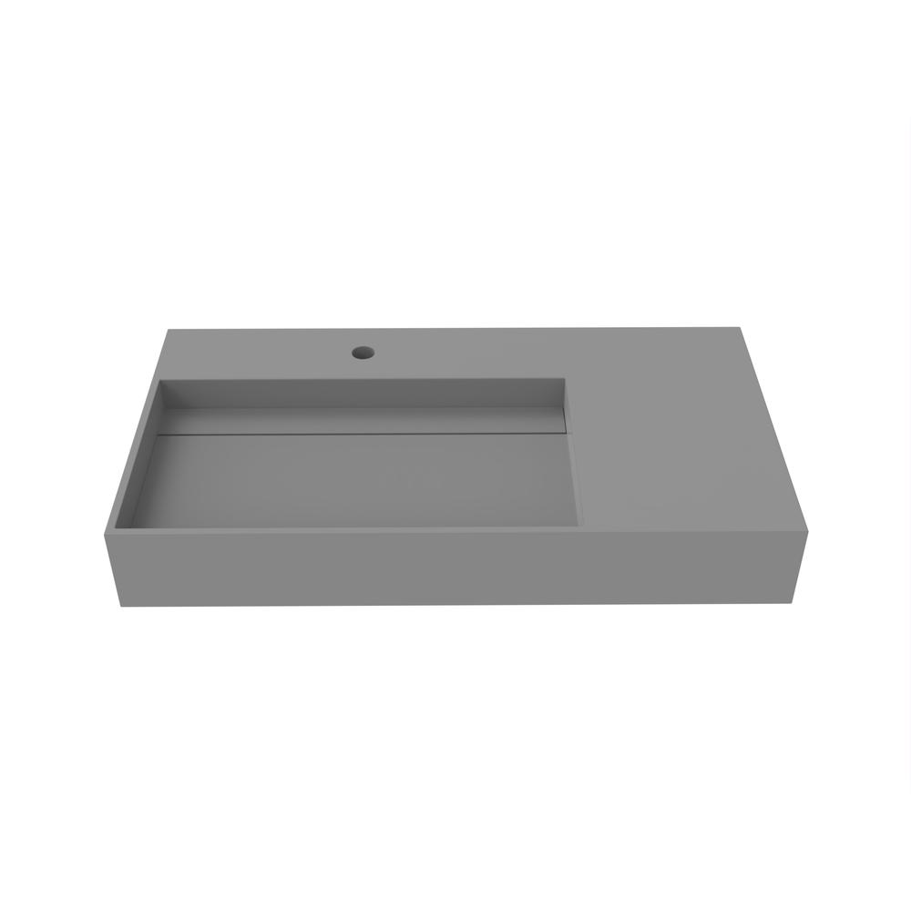 Left Basin Wall-Mounted  Single Bathroom Sink  in Gray. Picture 1
