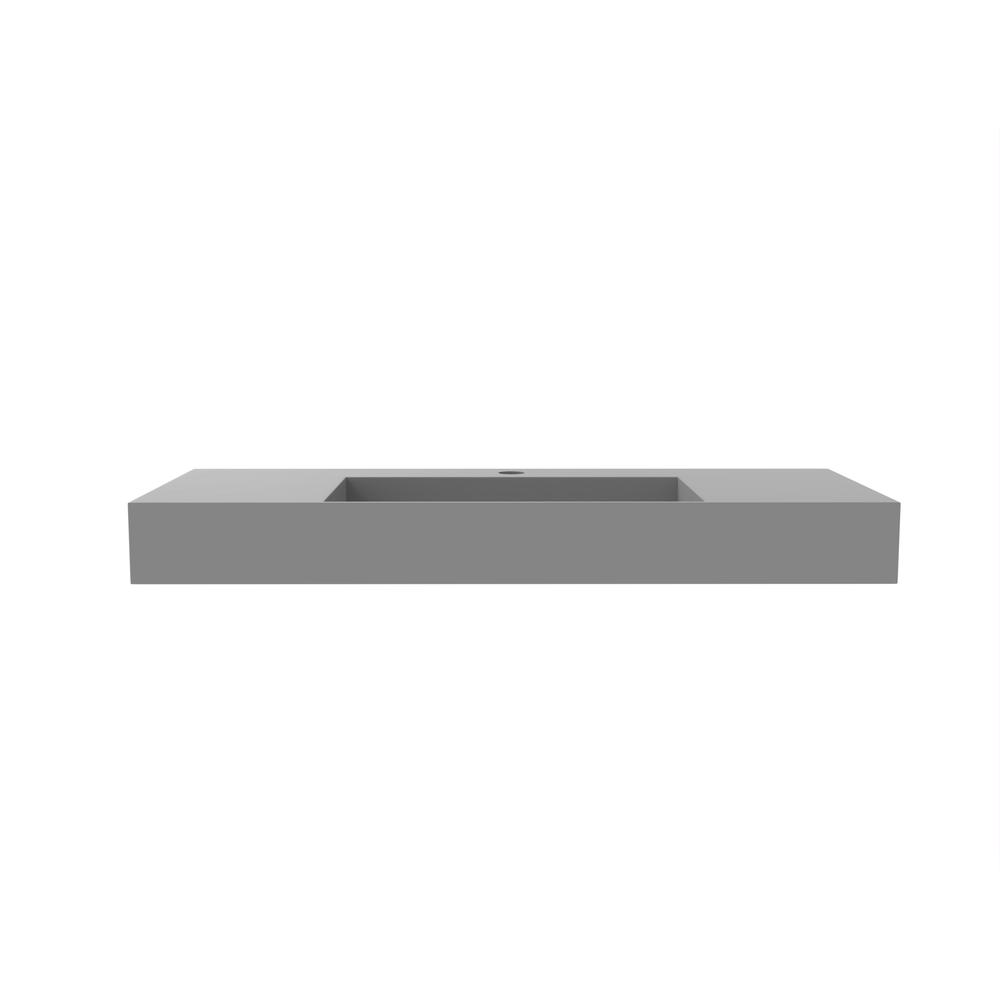 Wall-Mounted  Single Bathroom Sink with Concealed Drain Plate in Gray. Picture 3