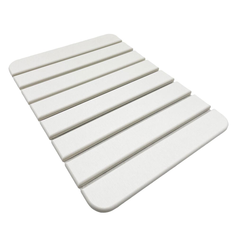 Diatomite Quick-Dry Stone Small 16" x 12" Bath Mat in White. Picture 6
