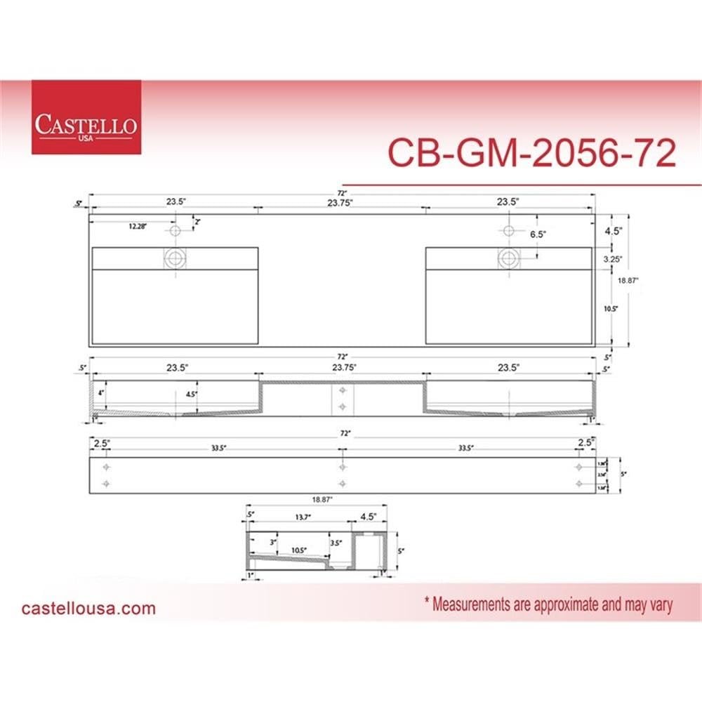 Wall-Mounted  Double Bathroom Sink with Concealed Drain Plate in White. Picture 6