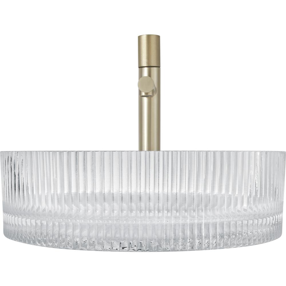 Cowrie Timeless Clear Tempered Glass Crystal Round Vessel Sink - 16 in.. Picture 5