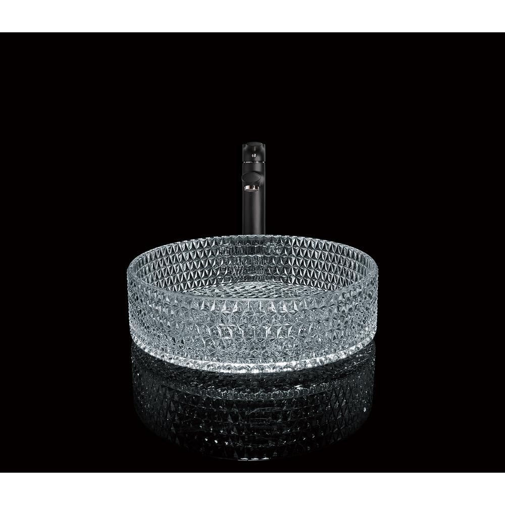Scotch 16 in. Modern Clear Tempered Glass Crystal Round Circle Vessel Sink. Picture 5