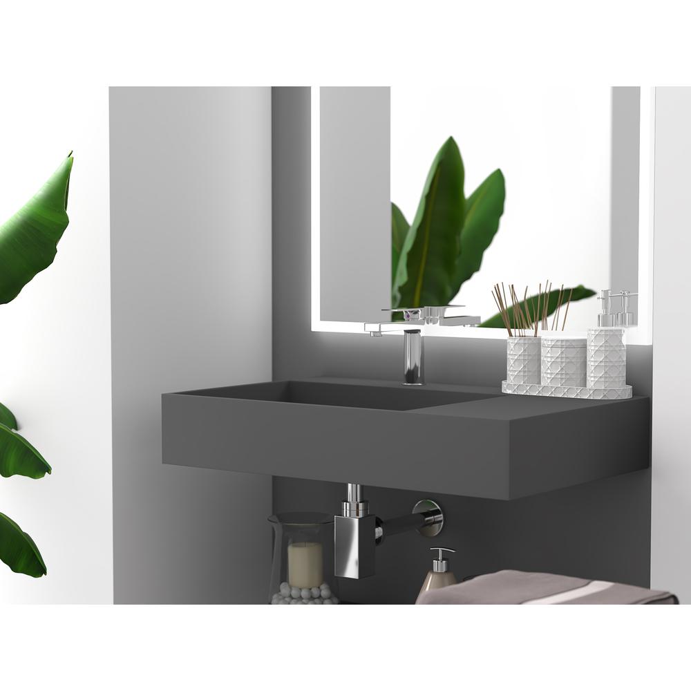 Left Basin Wall-Mounted  Single Bathroom Sink  in Gray. Picture 5