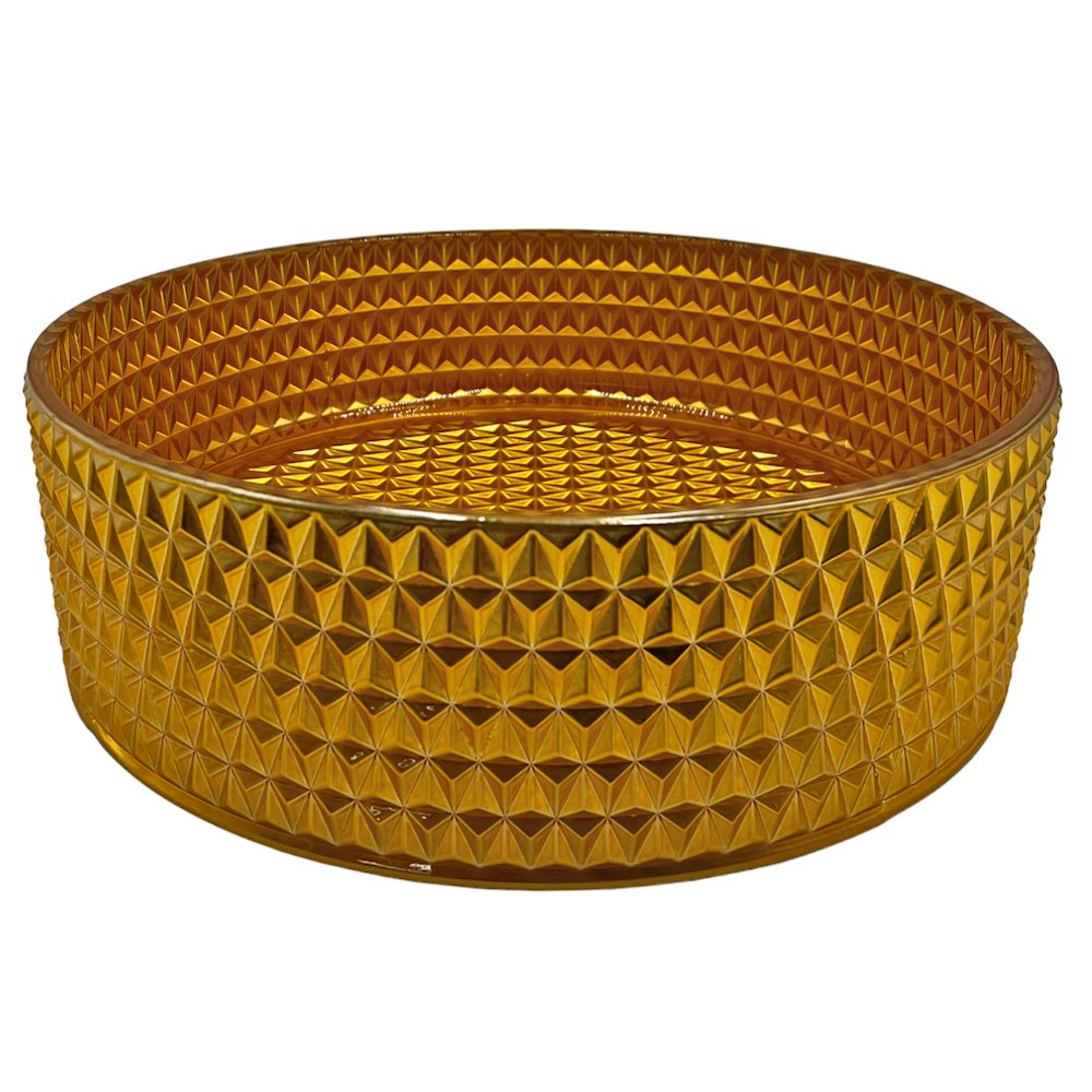14" Gold Tempered Glass Circular Bathroom Vessel Sink - Timeless Collection. Picture 3