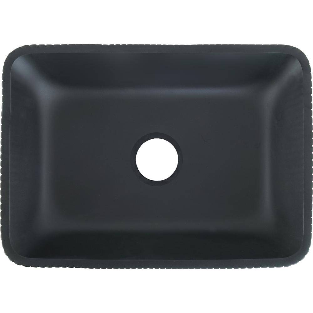 Modern Stripe Matte Black Tempered Glass Crystal Rectangular Vessel Sink. Picture 1