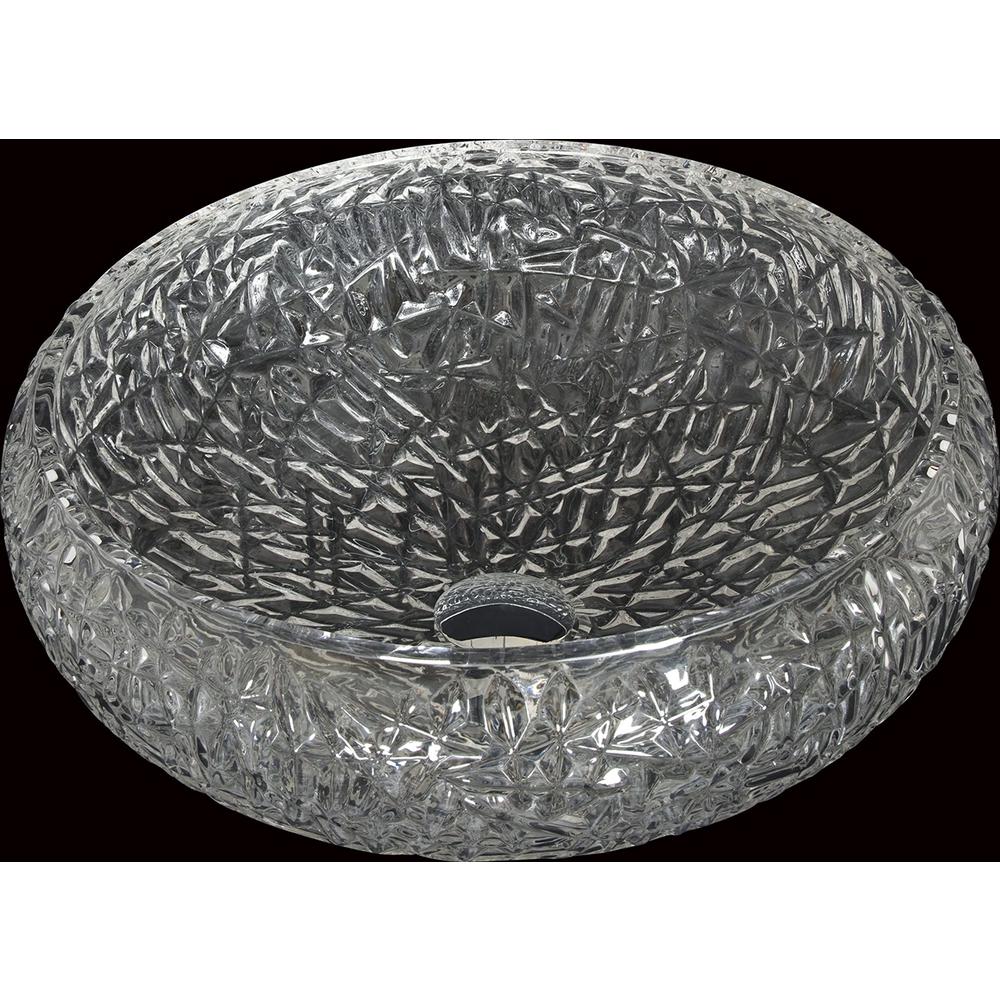 Moonshell 17 in. Modern Clear Transparent  Crystal Round Circle Vessel Sink. Picture 5
