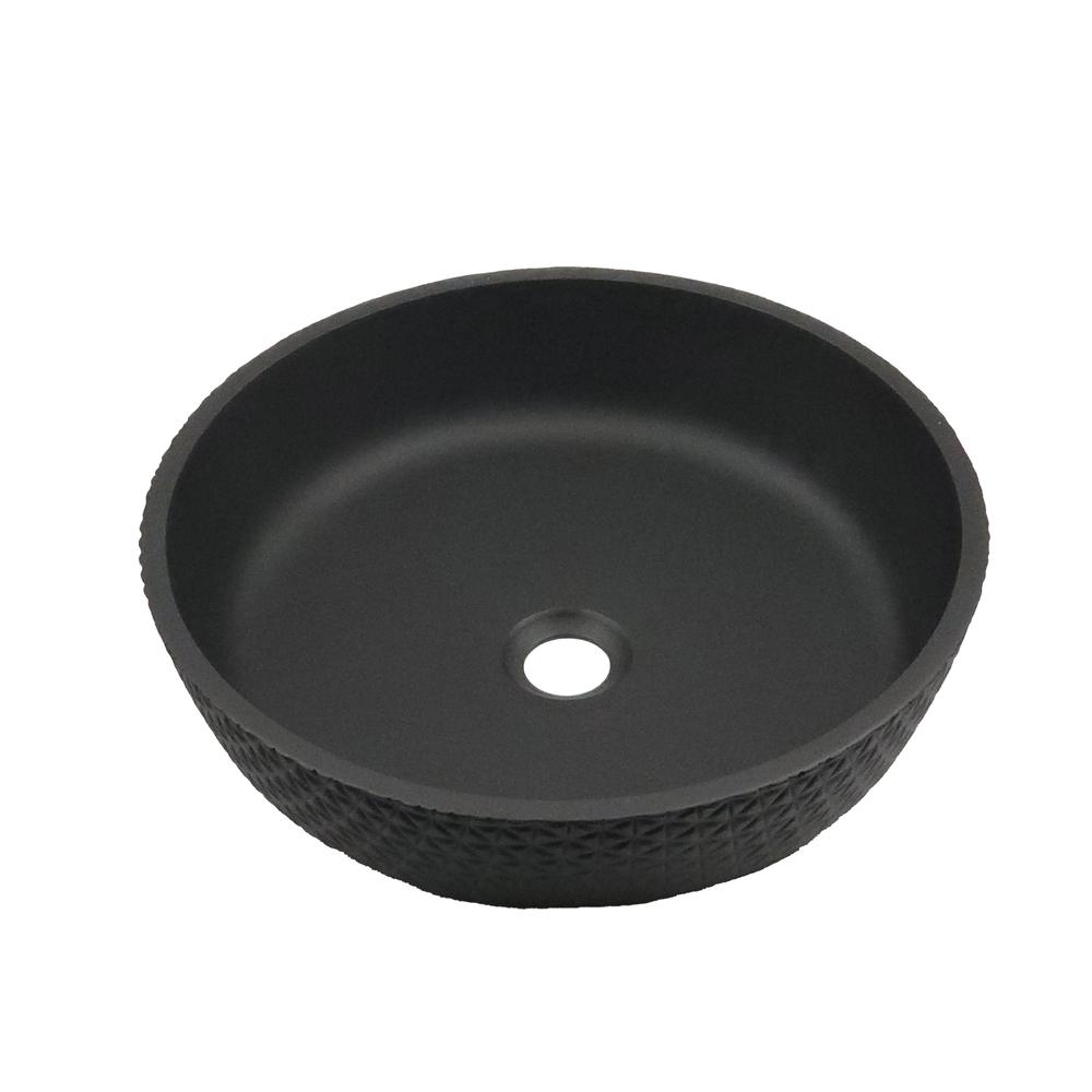 Yale Modern Leather Grain Black  Crystal Round Vessel Sink - 17 in.. Picture 1