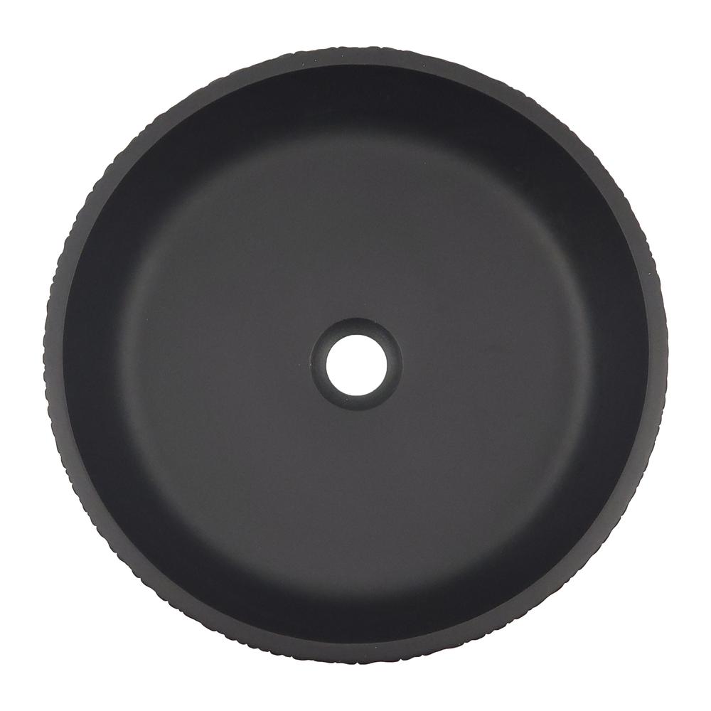 Yale Modern Leather Grain Black  Crystal Round Vessel Sink - 17 in.. Picture 2