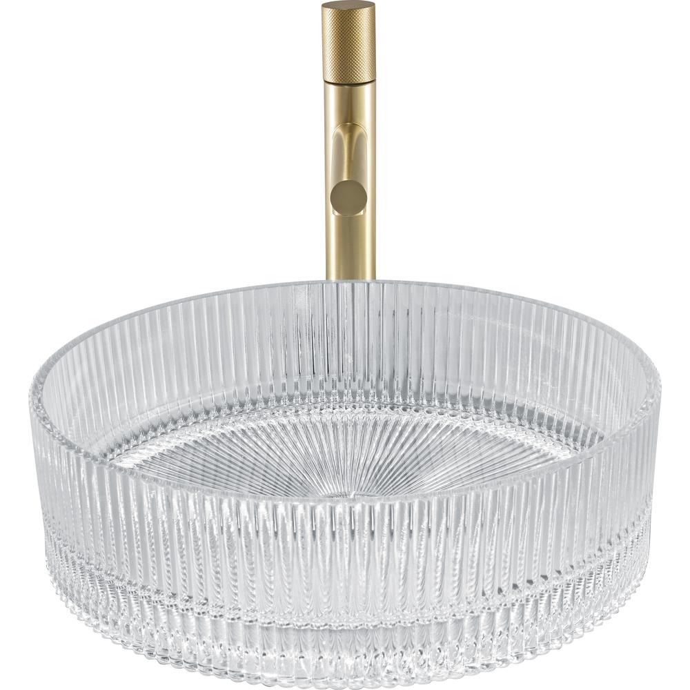 Cowrie Timeless Clear Tempered Glass Crystal Round Vessel Sink - 16 in.. Picture 4