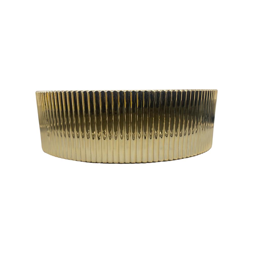 Cowrie Timeless Gold Tempered Glass Crystal Round Vessel Sink - 16 in.. Picture 4