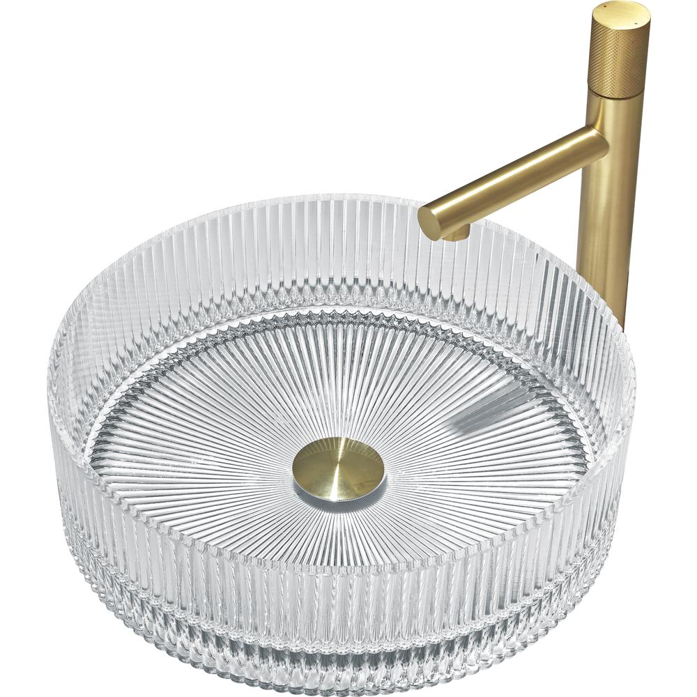 Cowrie Timeless Clear Tempered Glass Crystal Round Vessel Sink - 16 in.. Picture 3