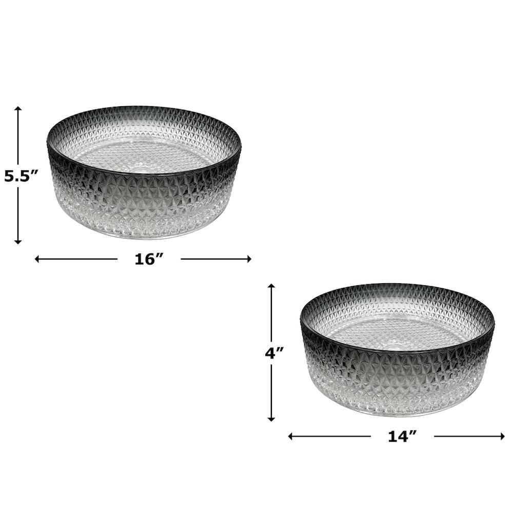 14" Crystal Black Gradient Tempered Glass Circular Bathroom Vessel Sink. Picture 6