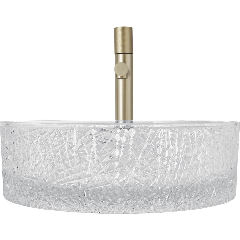 Stadium 16 in. Modern Clear Transparent  Crystal Round Circle Vessel Sink. Picture 4