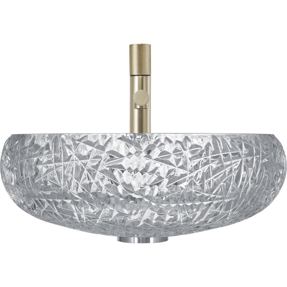 Moonshell 17 in. Modern Clear Transparent  Crystal Round Circle Vessel Sink. Picture 2