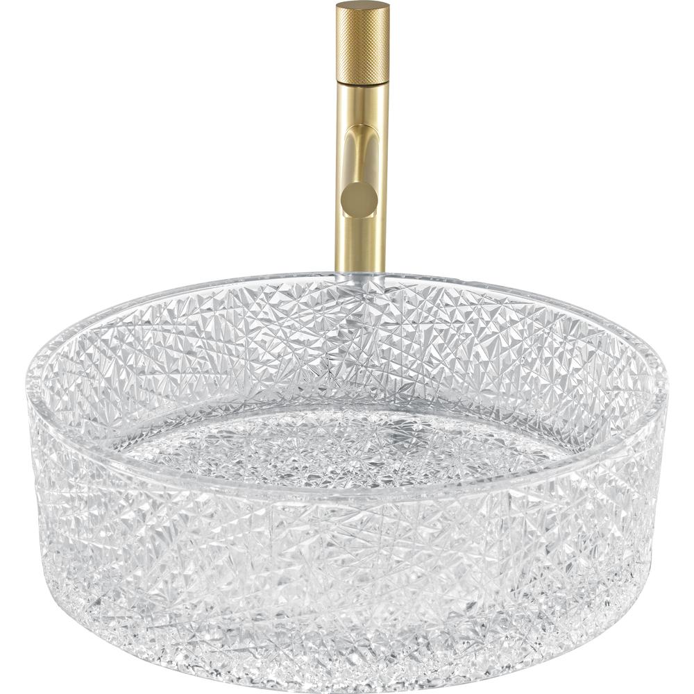Stadium 16 in. Modern Clear Transparent  Crystal Round Circle Vessel Sink. Picture 3