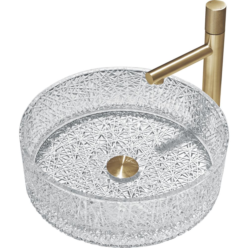 Stadium 16 in. Modern Clear Transparent  Crystal Round Circle Vessel Sink. Picture 2